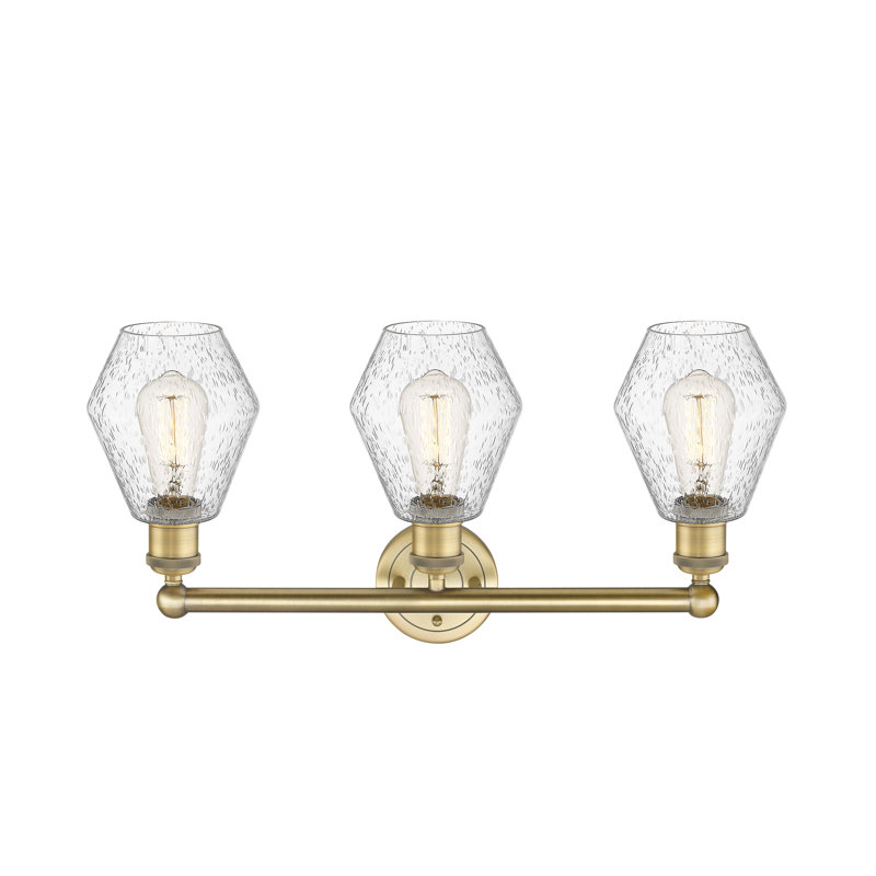 3 - Light Dimmable Vanity Light, Seedy, Brushed Brass