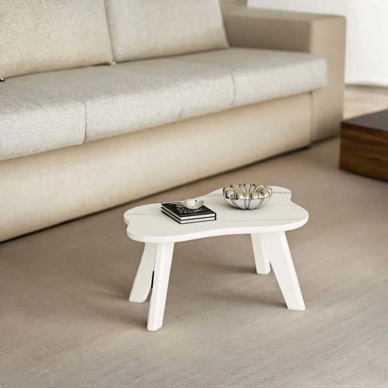Table basse moderne et minimaliste, H 14 po x L 35,4 po x l 26,3 po, Blanc