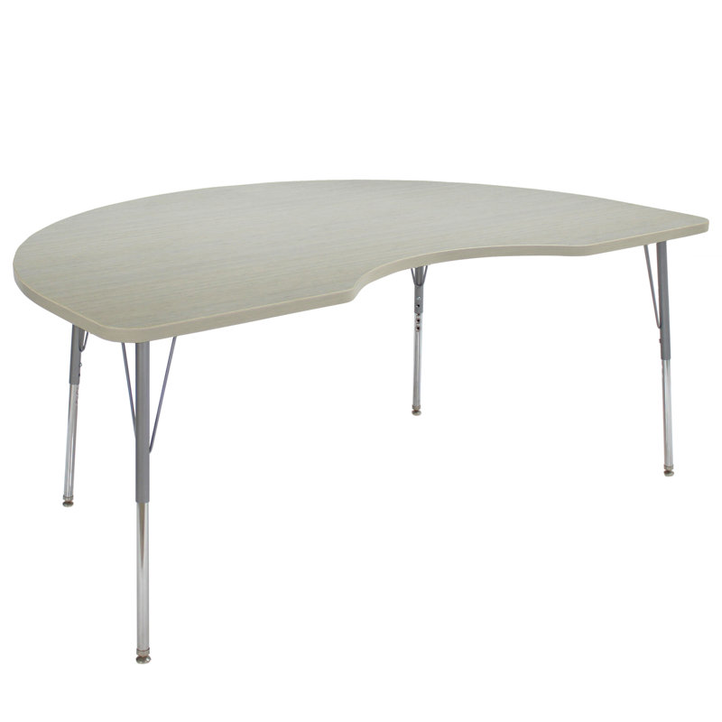 Table d'activité avec pieds réglables La Madera, Sable asiatique / argent, Roulement pivotant standard, Noir