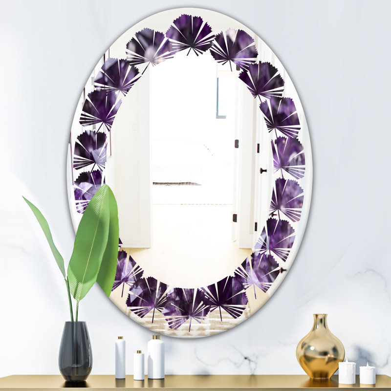 Miroir mural Leaves Amethyst Geode, H 31,5 po x l 23,7 po