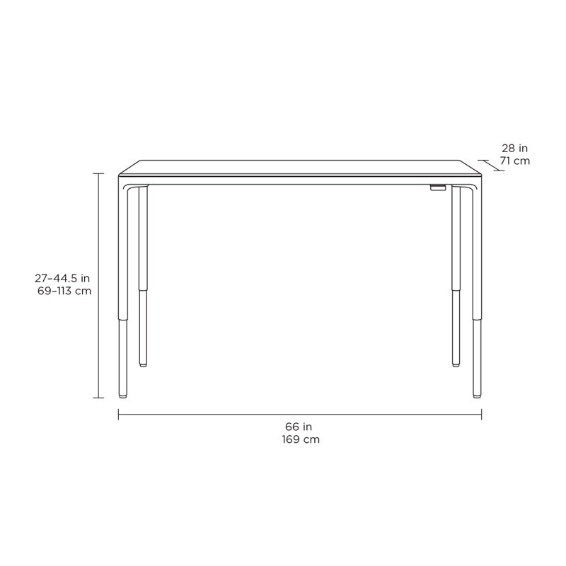 Luma Office - Lift Desk - 48" x 24" - Black, 27" H x 66" W x 28" D, Black