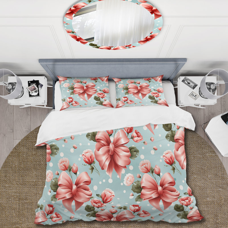 Ensemble de housse de couette à pois Romantic Reverie Polka Dots Pattern, Housse de couette pour grand lit et 2 taies décor