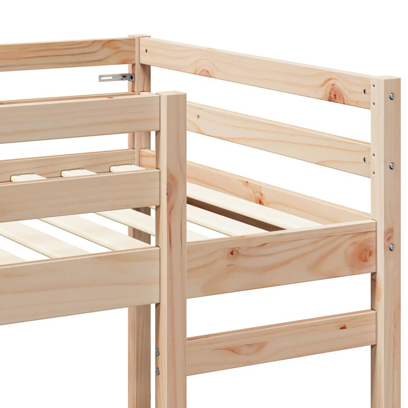  Loft Bed Frame White 90 X 200 Cm Solid Pine Wood, Small Single (2'6), Natural