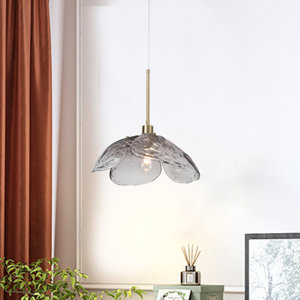 Allaya 1 - Light 14" Wide Modern Hammered Petals Glass Gold Unique/Statement Pendant for Dining Room Living Room Foyer Entryway