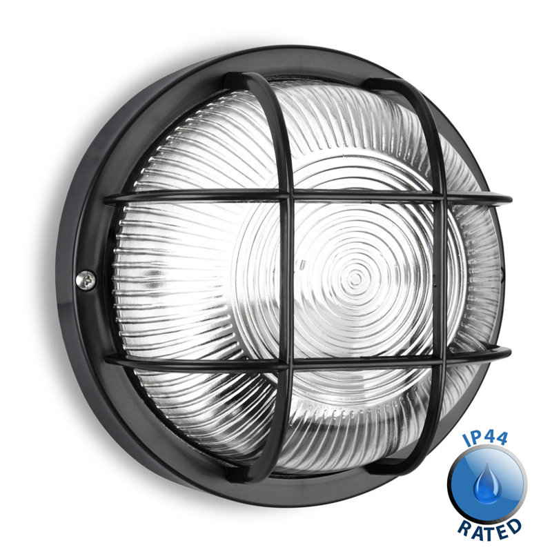 Yoann 1 - Bulb Outdoor Bulkhead Light, Black/Clear, N/A, No