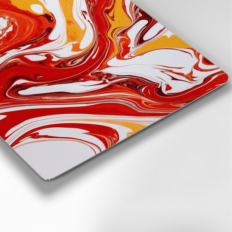 Abstrait fluide, art mural en métal rouge 73, H 12 po x l 18 po