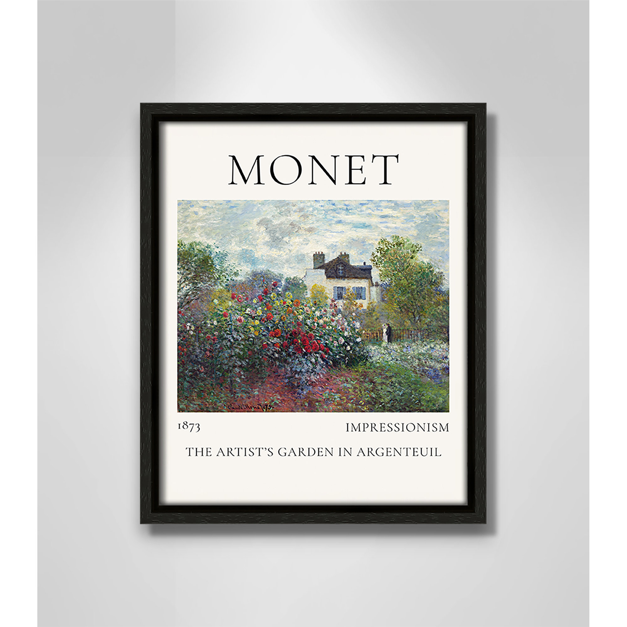 Artists Garden in Argenteuil Print by Claude Monet, 11.5" H x 9.5" W x 2" D, Espresso Floater Frame, No