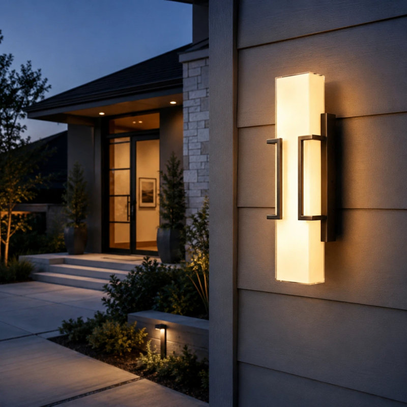 ModernOutdoor Wall Sconce LED, Dimmable Waterproof Glass Shade, 3000K Warm White, No