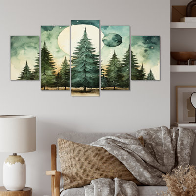 Minimalisme, arbre de Noël forêt II - arbre pin, art mural sur toile
