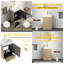 Meuble-lavabo sur pied rayé en chêne clair 20 po Gada avec lavabo en céramique blanc intégré, armoire moderne avec porte à fermeture en douceur et tiroir pour les petites et moyennes salles de bain-224737802