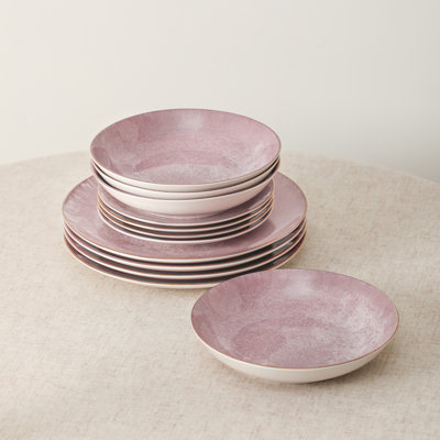Christian Siriano Onyx 12-Piece Dinnerware Set Porcelain