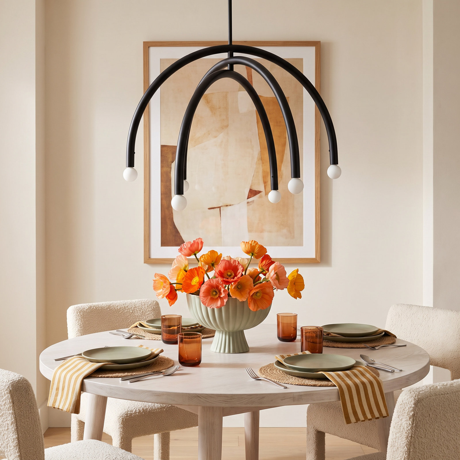 Yula 6 - Light Dimmable Chandelier, Matte Black