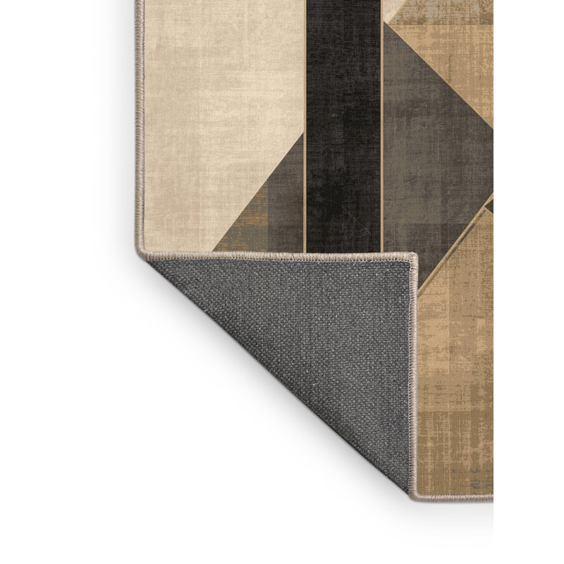 Tapis beige à motif géométrique moelleux et moelleux en épée et bouclier Dunmire, 2 pi x 3 pi