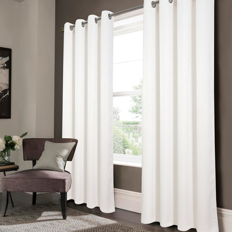 Wilsall Embossed Blackout Window Curtain Panel, White, 52" W x 84" L