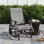 Fauteuil à bascule d'extérieur, chaise berçante de patio avec structure en acier, gris