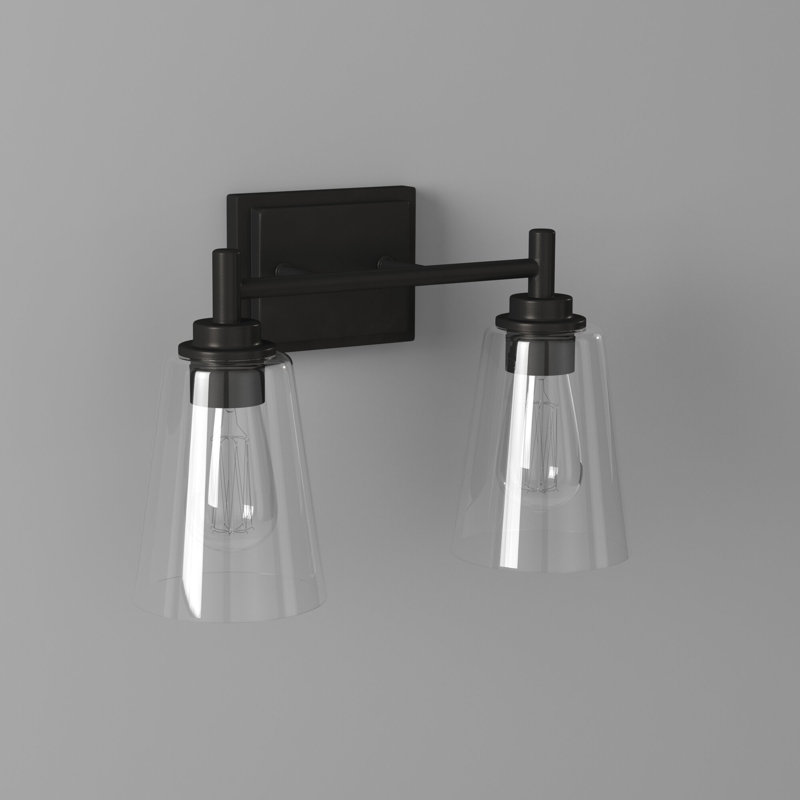 Éclairage pour meuble-lavabo à 2 lumières à intensité variable Ledet, Noir mat