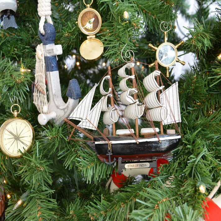 Handcrafted Nautical Decor Wood Holiday Shaped Ornament