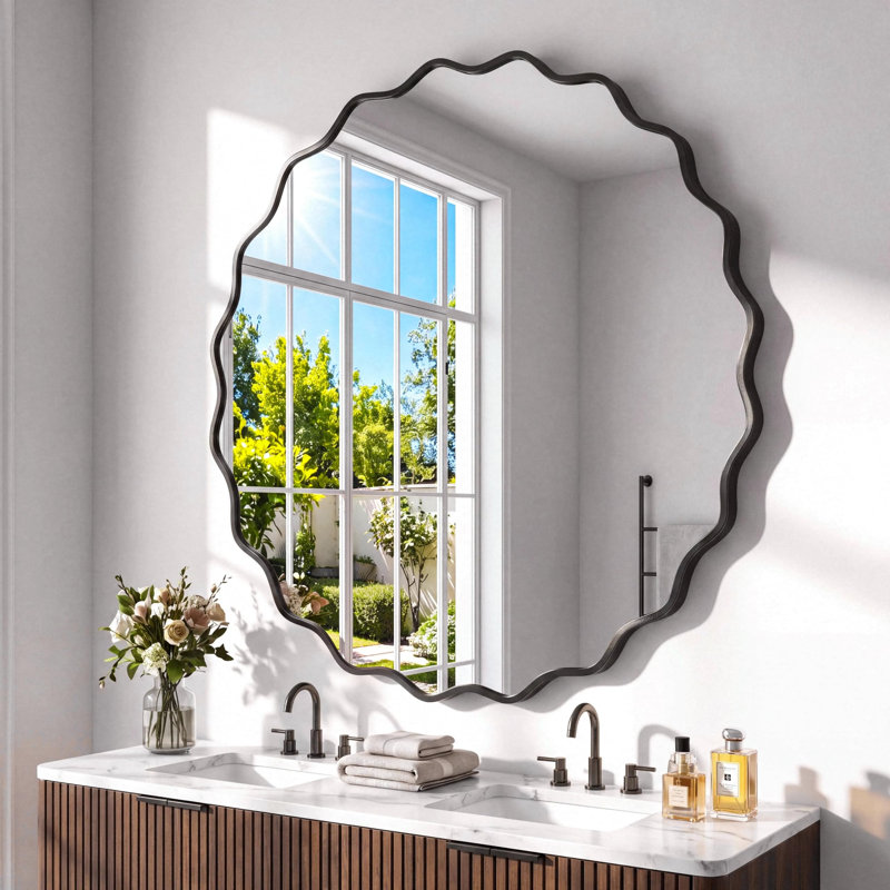 Aluminium Cylinder Wall Overmantel Mirror, Black