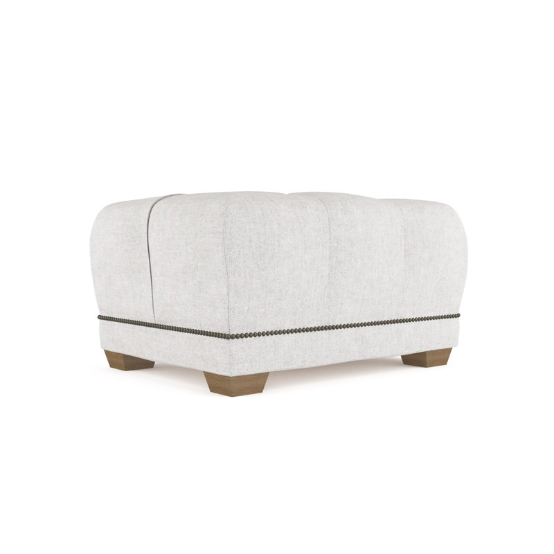 Hudson Ottoman, Plush Velvet Oyster, Weathered