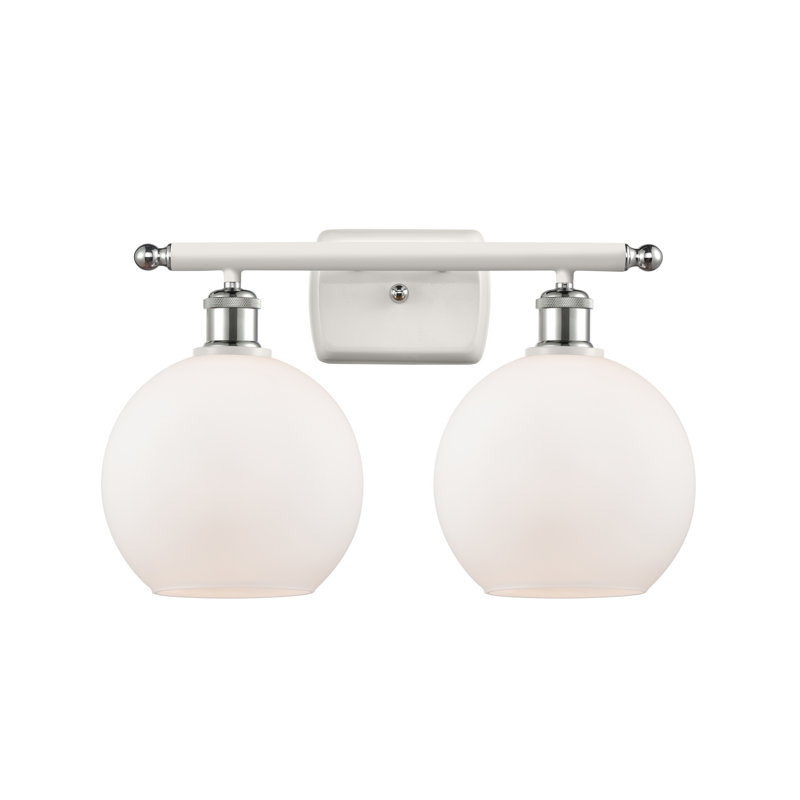 Éclairage pour meuble-lavabo à 2 lumières blanc / chrome poli Almatine, Blanc mat, Ampoule non incluse