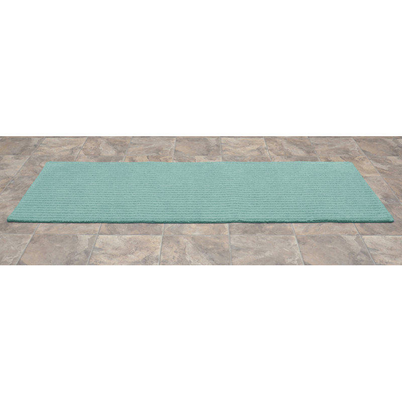 Viridian Nylon Bath Rug with Non-Slip Backing, Runner 22" x 60", Sea Foam