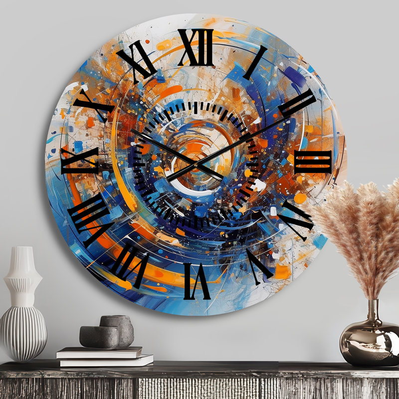 Horloge murale bleue et orange, Médium