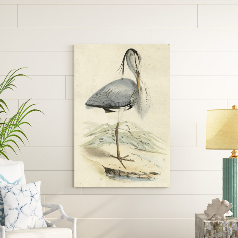 «Antique Heron IV», peinture sur toile, H 48 po x l 32 po