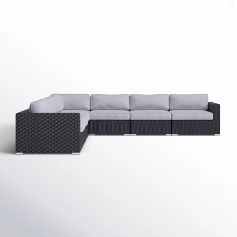 Canapé modulaire d'extérieur en osier de 122 po de largeur avec coussins entièrement assemblé