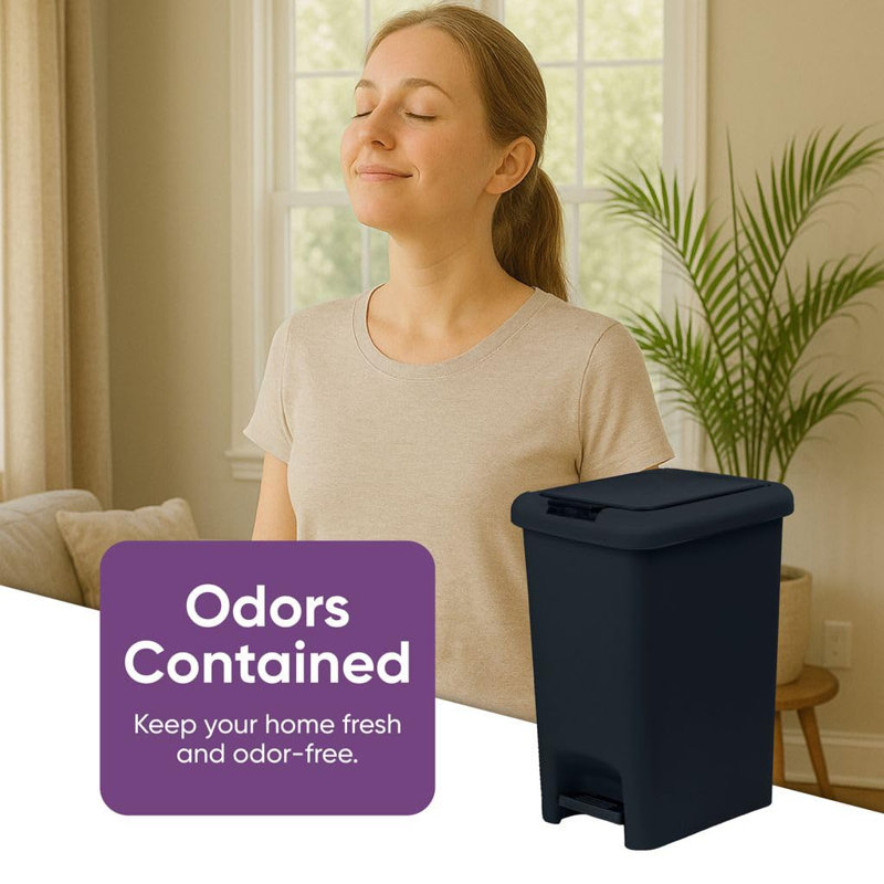 Poubelle à pédale compacte Superio 10L à ouverture double 2,5 gallons Superio (10,63 po x 7,68 po x 13,53 po) Superio, Noir