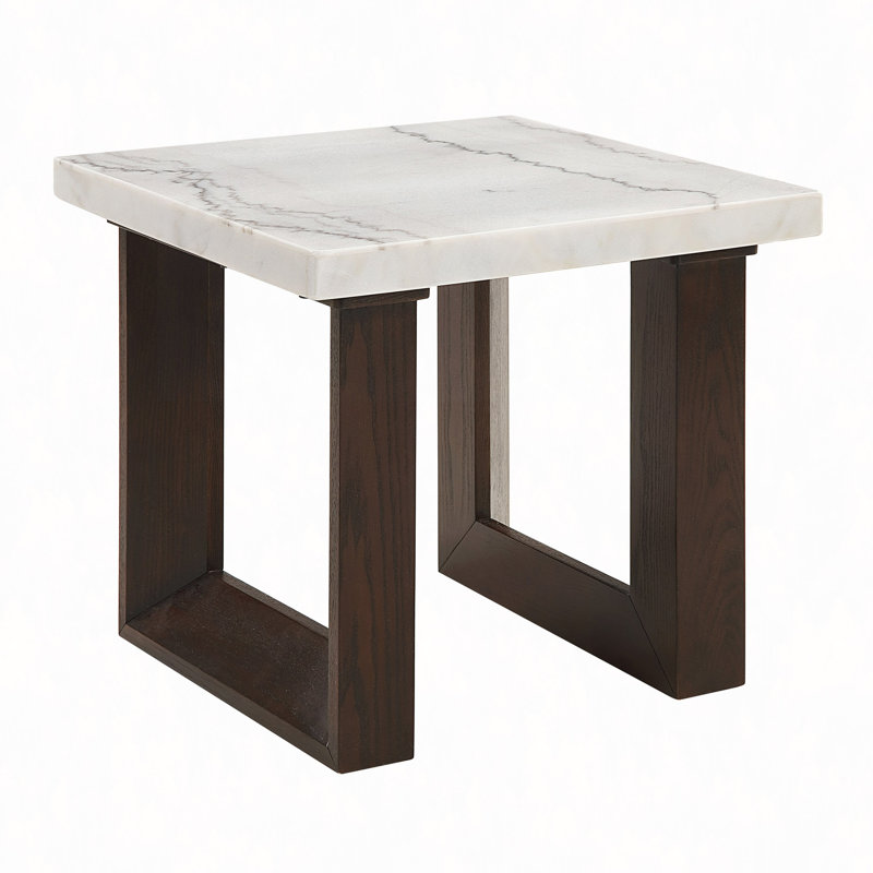 Table de bout en marbre naturel et finition espresso
