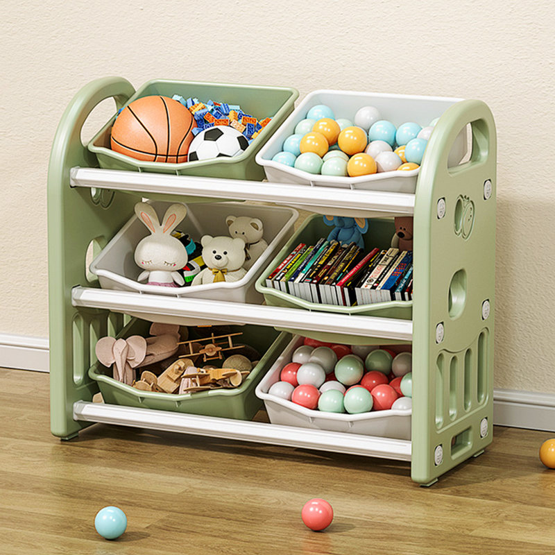 Armoire décorative en plastique Alborz, rangement pour jouets, armoire avec tablette et bacs en PEHD, Vert