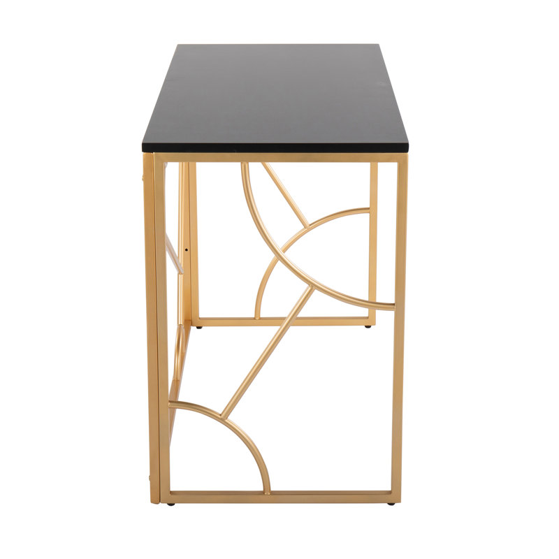 Bureau contemporain en métal doré et bois noir, Noir