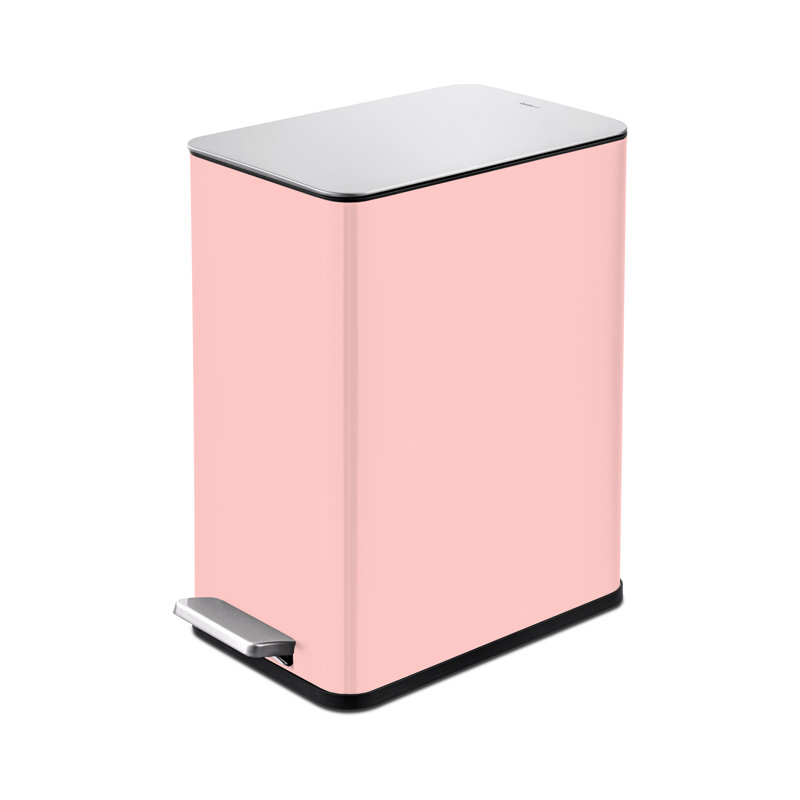Poubelle à pédale rectangulaire en acier inoxydable 2,6 gallons, Rose, 2.6
