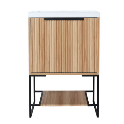 24" Freestanding Bathroom Vanity With Resin Sink - Graceful Design, Softly Opening, Sufficient Storage Option 24 Inch Dresser Basin, Door, Abundant
