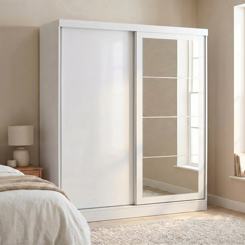 Cascio 2 Door Sliding Wardrobe, White/Silver