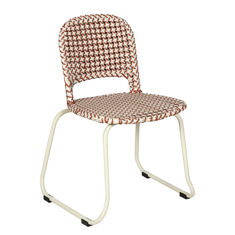 Chaise d'appoint d'extérieur en rotin tissé Luna, Red/White Seat/White Frame