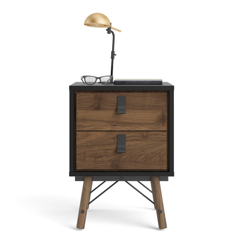 Levine Manufactured Wood Bedside Table, Black/Walnut