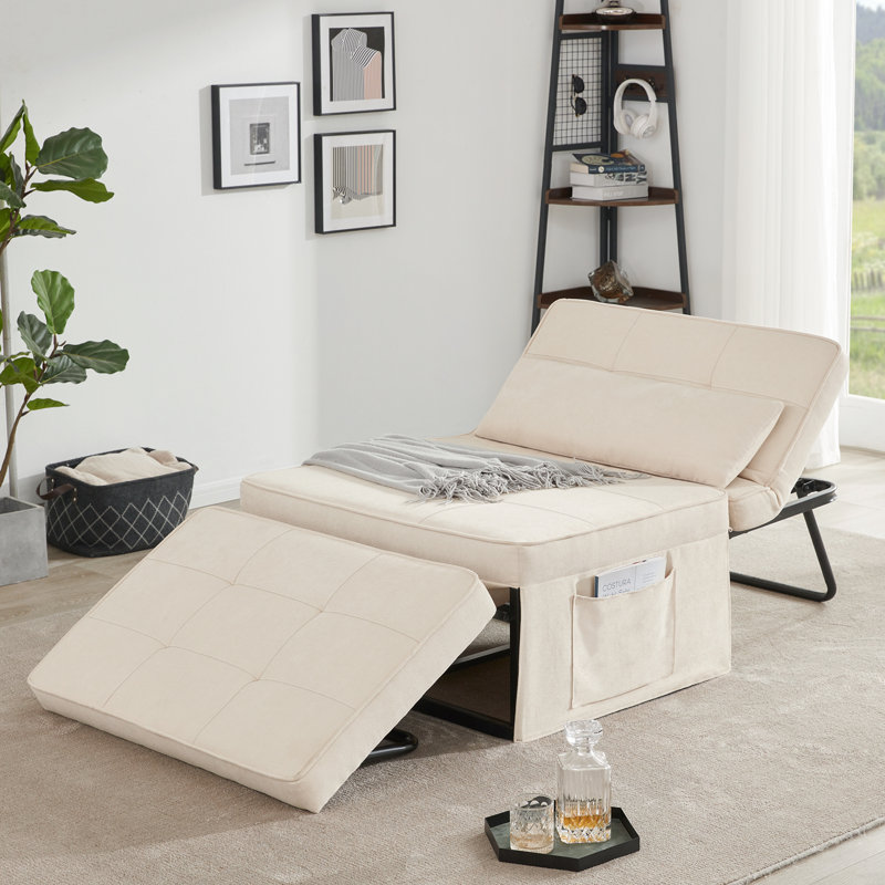 Fauteuil d'appoint convertible 35,8 po Camberly, 100% lin beige
