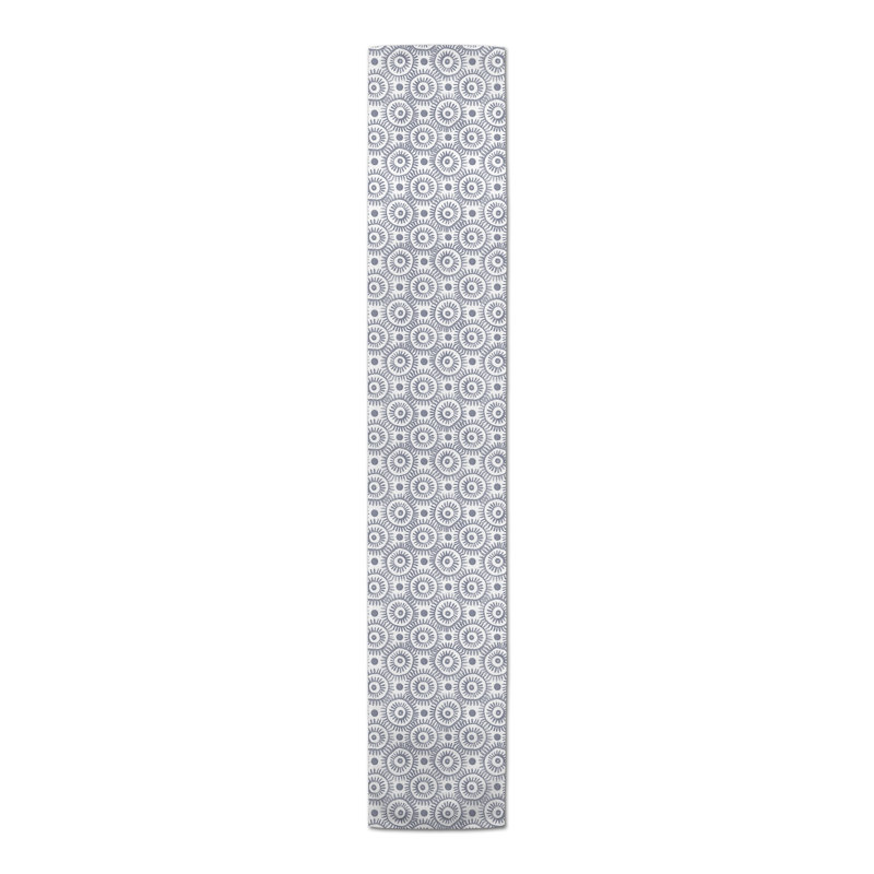 Boho Circles 4 Table Runner, Blue, 90" L