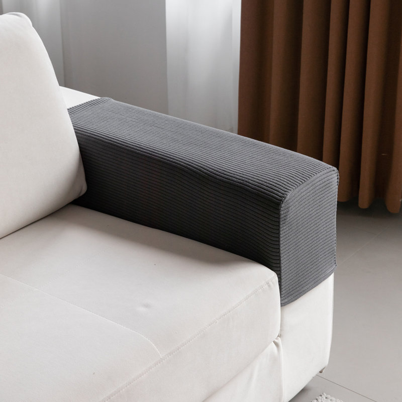 Housses pour accoudoirs extensibles, housses pour fauteuil (ensemble de 2), Gris foncé