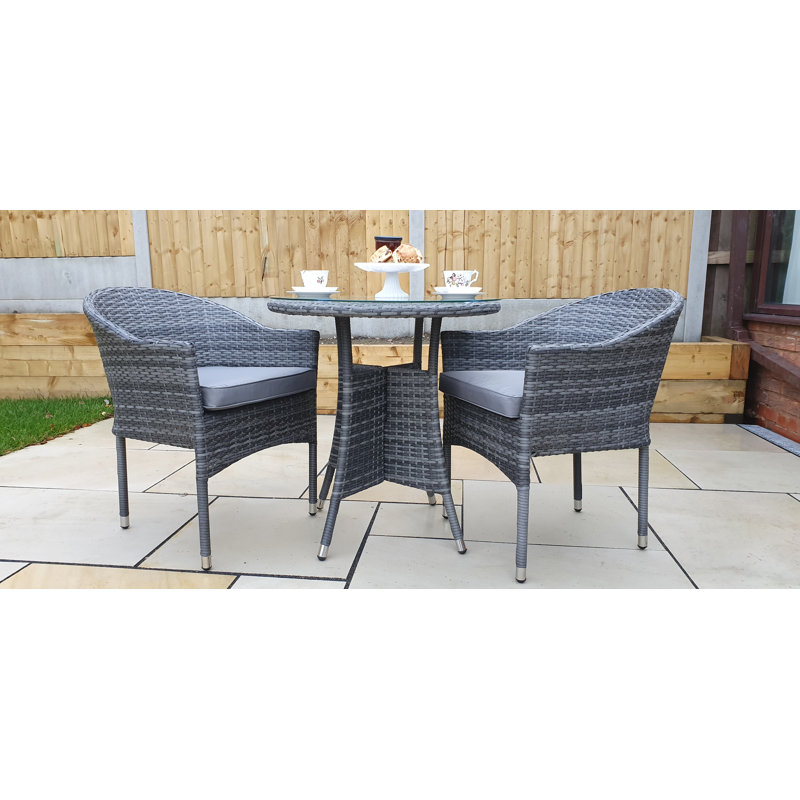 Lilia 2 - Person Wicker Patio Dining Set with Round Table , Cushions Included