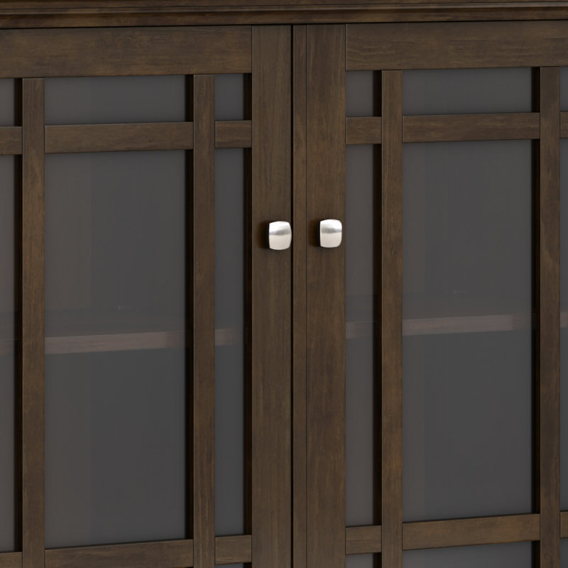 Bedford Dark Tobacco Brown Solid Wood Storage Cabinet with Glass Doors