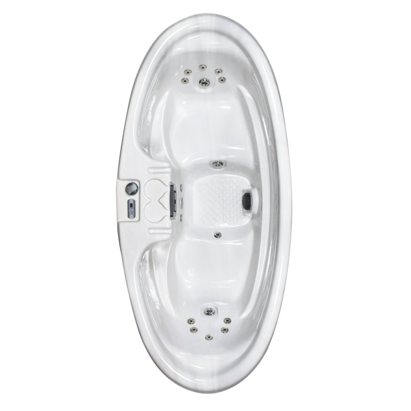 Gray Oval 2-Person Resin Plug and Play Hot Tub