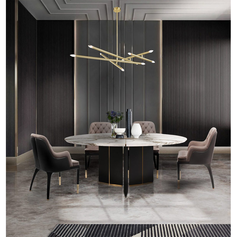 10-Light Gold Rod Match Stick Chandelier, Brass