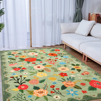Tapis vintage lavable à la machine vintage avec envers antidérapant, tapis à poils courts doux pour le salon, la chambre à coucher, la ferme et la chambre de bébé
