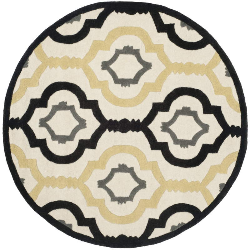 Carolene Hand Tufted Wool Geometric Rug, Round 7'