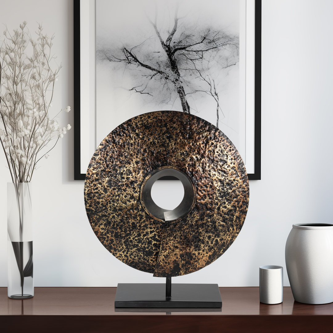Iron Modern Textured Round Decorative Statue - 15.75" x 15.75" x 18.5" Bungalow Rose
