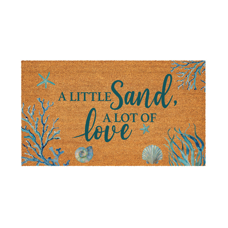 Blue Coastal Beach, Coir Mat 28"x16"