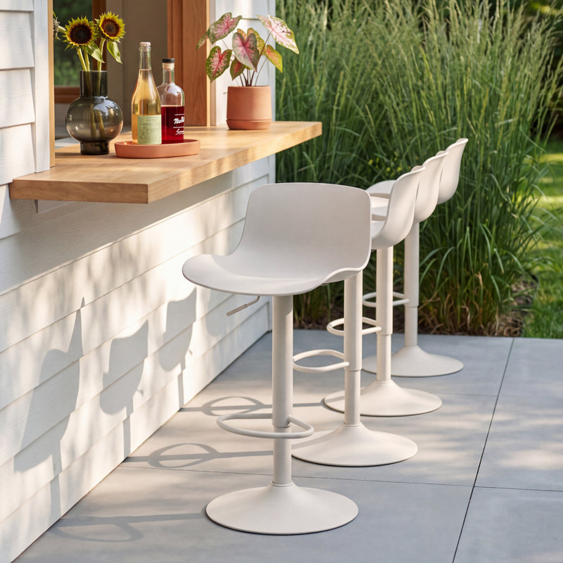 Meli Height-Adjustable Swivel Bar Stools, Cream