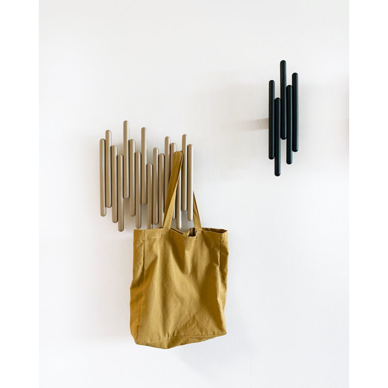 6 - Hook Wall Mounted Coat Rack, Black